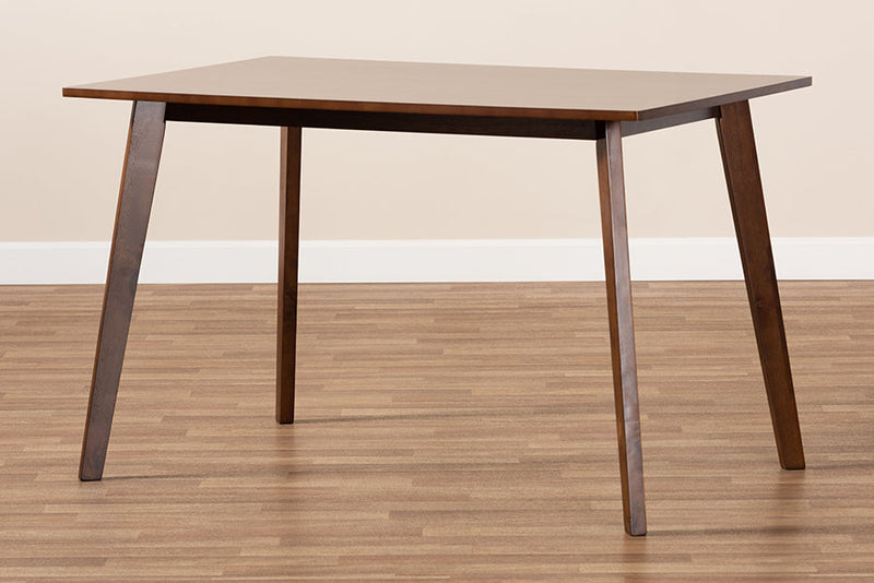 Elmdon Walnut Brown Finished Rectangular Wood Dining Table Baxton