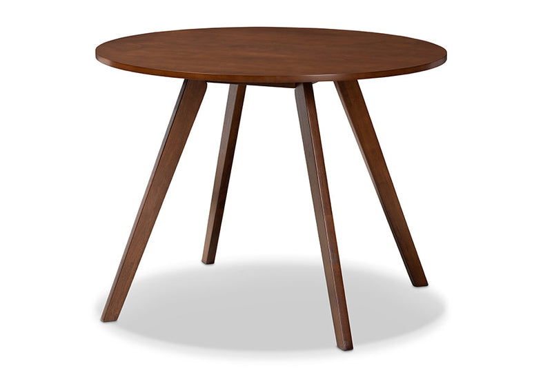 Newton Walnut Brown Finished Round Wood Dining Table Baxton