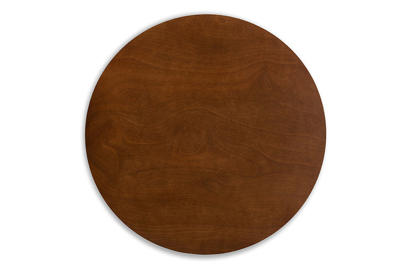 Newton Walnut Brown Finished Round Wood Dining Table Baxton
