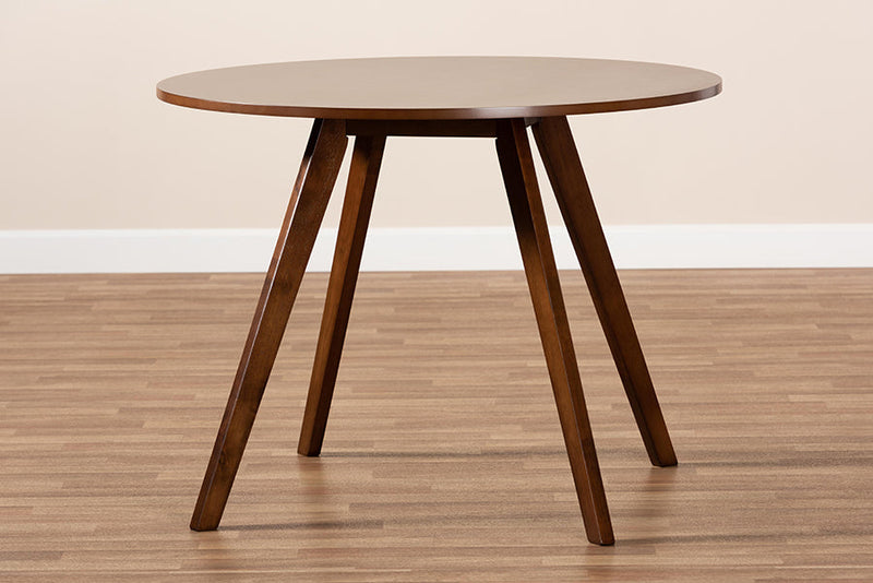 Newton Walnut Brown Finished Round Wood Dining Table Baxton