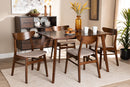 Lauren Light Beige Fabric Upholstered and Walnut Brown 5-Piece Dining Set Baxton