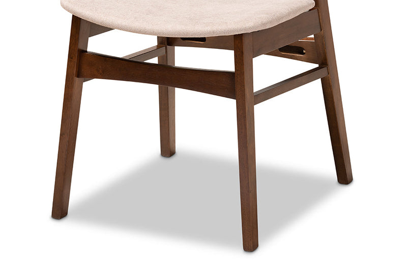 Bristol Light Beige Fabric/Walnut Brown 5-Piece Dining Set w/Faux Marble Top Baxton