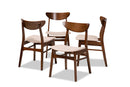 Yashiya Light Beige Fabric Upholstered and Walnut Brown 4Pc Dining Chair Set Baxton