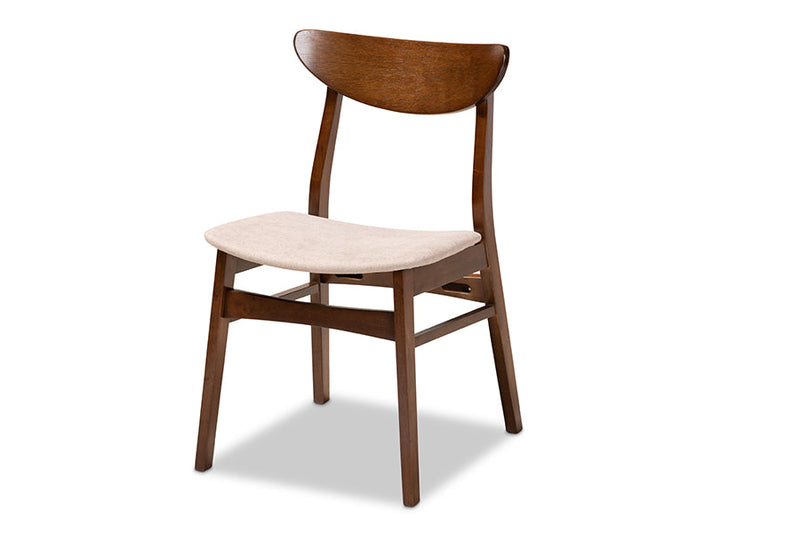 Yashiya Light Beige Fabric Upholstered and Walnut Brown 4Pc Dining Chair Set Baxton