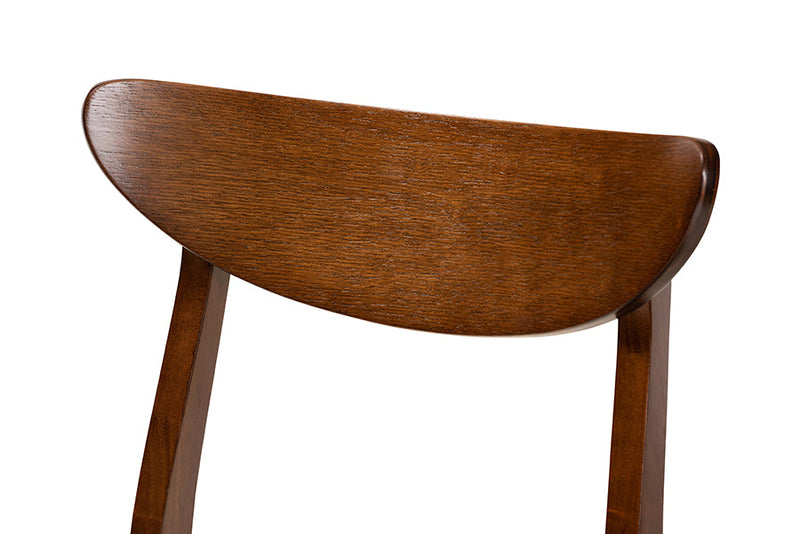 Yashiya Light Beige Fabric Upholstered and Walnut Brown 4Pc Dining Chair Set Baxton