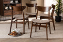 Yashiya Light Beige Fabric Upholstered and Walnut Brown 4Pc Dining Chair Set Baxton