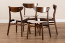 Yashiya Light Beige Fabric Upholstered and Walnut Brown 4Pc Dining Chair Set Baxton