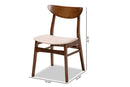 Yashiya Light Beige Fabric Upholstered and Walnut Brown 4Pc Dining Chair Set Baxton