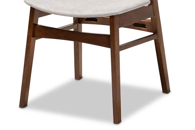 Bristol Mid-Century Light Gray Fabric/Walnut Brown Finished Wood 5-Piece Dining Set w/Faux Marble Dining Table