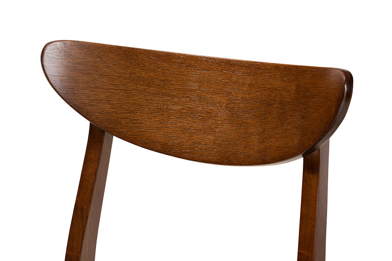 Yashiya Light Gray Fabric Upholstered and Walnut Brown 4Pc Dining Chair Set Baxton