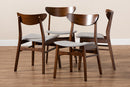 Yashiya Light Gray Fabric Upholstered and Walnut Brown 4Pc Dining Chair Set Baxton