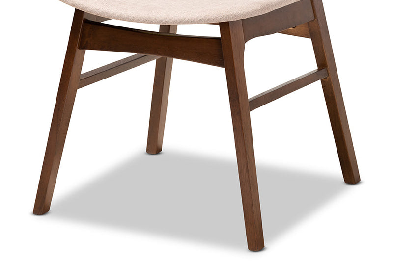 Norwood Light Beige Fabric/Walnut Brown 5-Piece Dining Set w/Faux Marble Table Baxton