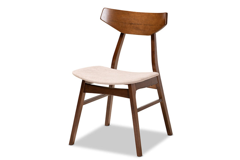 Larsine Light Beige Fabric Upholstered and Walnut Brown 4Pc Dining Chair Set Baxton