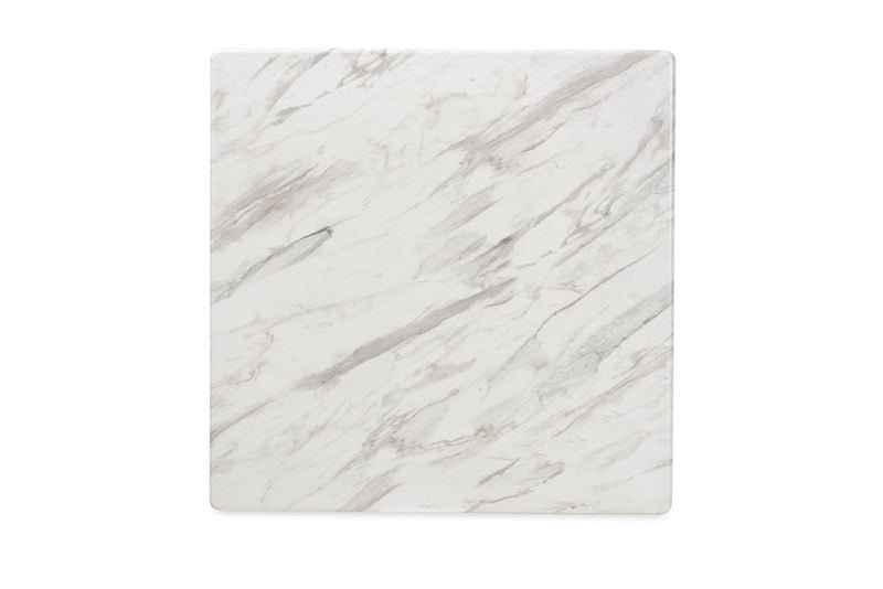 Norwood Light Gray Fabric/Walnut Brown 5-Piece Dining Set w/Faux Marble Table Baxton