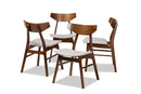 Larsine Light Gray Fabric Upholstered and Walnut Brown 4Pc Dining Chair Set Baxton