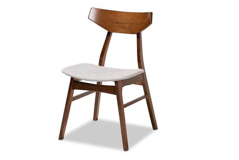 Larsine Light Gray Fabric Upholstered and Walnut Brown 4Pc Dining Chair Set Baxton