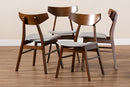 Larsine Light Gray Fabric Upholstered and Walnut Brown 4Pc Dining Chair Set Baxton