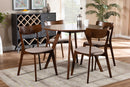 Soleil Light Beige Fabric Upholstered and Walnut Brown 5-Piece Dining Set Baxton