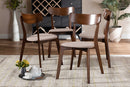 Irena Light Beige Fabric Upholstered and Walnut Brown 4Pc Dining Chair Set Baxton