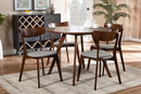 Soleil Light Gray Fabric Upholstered and Walnut Brown 5-Piece Dining Set Baxton