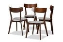 Irena Light Gray Fabric Upholstered and Walnut Brown 4Pc Dining Chair Set Baxton