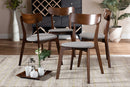 Irena Light Gray Fabric Upholstered and Walnut Brown 4Pc Dining Chair Set Baxton