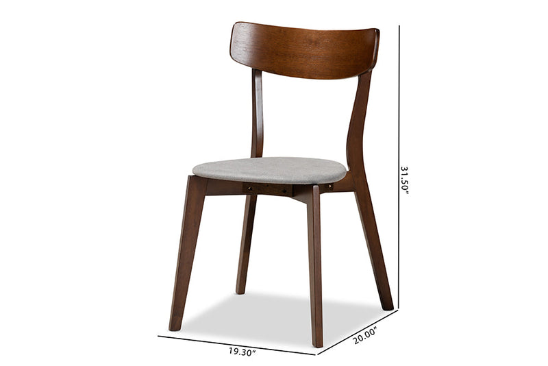 Irena Light Gray Fabric Upholstered and Walnut Brown 4Pc Dining Chair Set Baxton