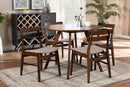 Mars Light Beige Fabric Upholstered and Walnut Brown 5-Piece Dining Set Baxton
