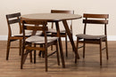 Mars Light Beige Fabric Upholstered and Walnut Brown 5-Piece Dining Set Baxton