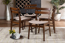 Libra Light Beige Fabric Upholstered and Walnut Brown 4Pc Dining Chair Set Baxton