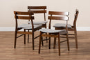 Libra Light Gray Fabric Upholstered and Walnut Brown 4Pc Dining Chair Set Baxton
