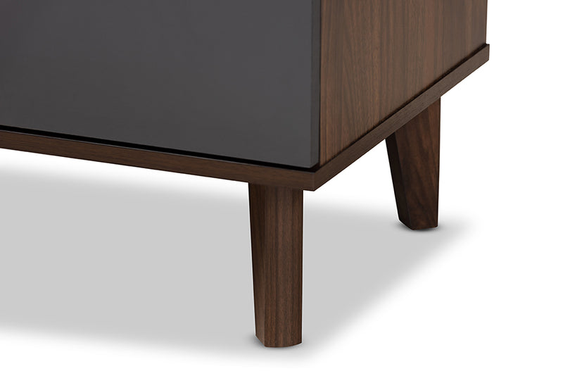 Danina Mid-Century Modern Two-Tone Walnut Brown and Gray Finished Wood TV Stand