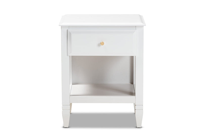 Lea Classic and White 1-Drawer Bedroom Nightstand Baxton