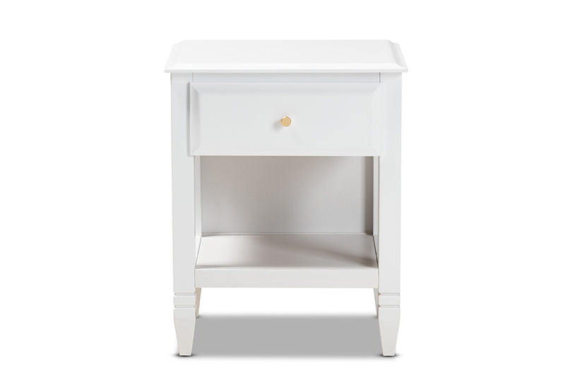 Lea Classic and Transitional White Finished Wood 1-Drawer Bedroom Nightstand