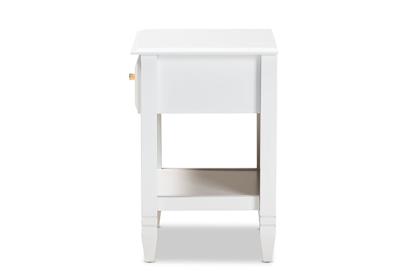 Lea Classic and White 1-Drawer Bedroom Nightstand Baxton