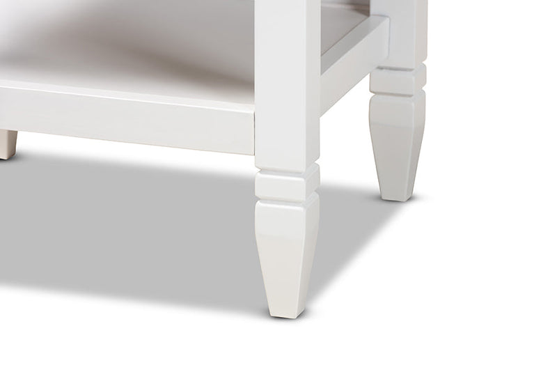 Lea Classic and White 1-Drawer Bedroom Nightstand Baxton