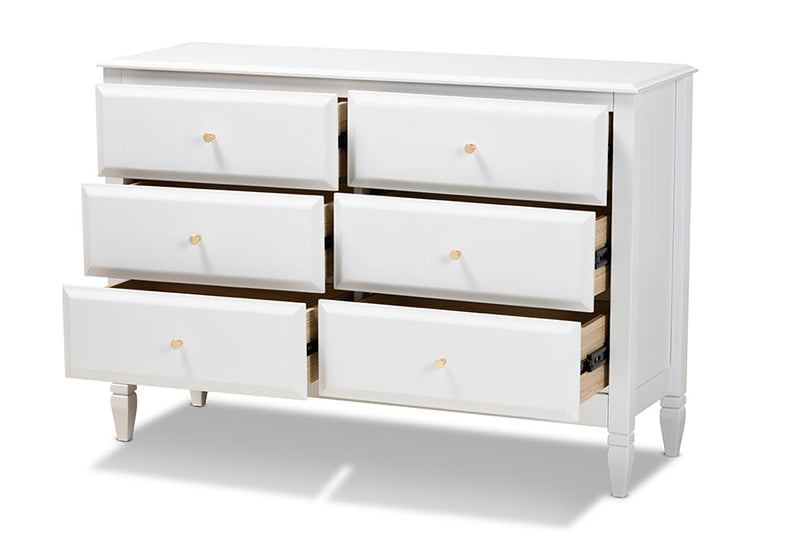 Lea Classic and White 6-Drawer Bedroom Dresser Baxton