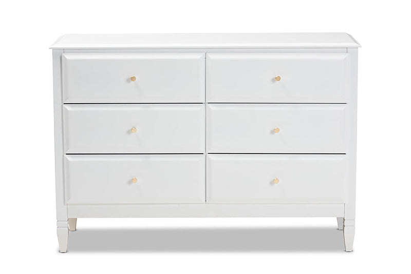 Lea Classic and White 6-Drawer Bedroom Dresser Baxton