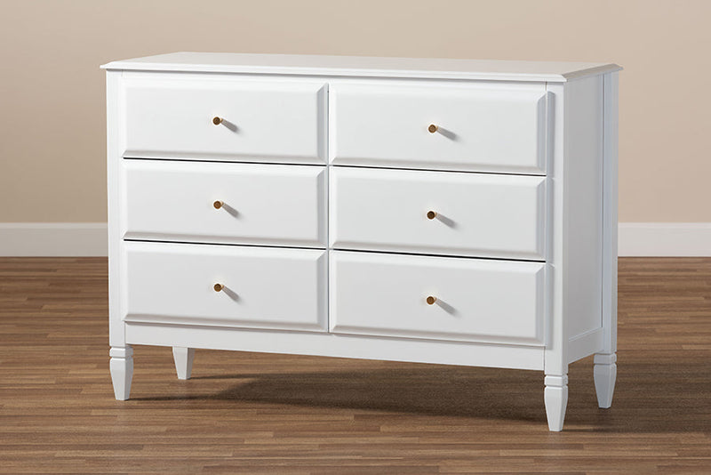 Lea Classic and White 6-Drawer Bedroom Dresser Baxton