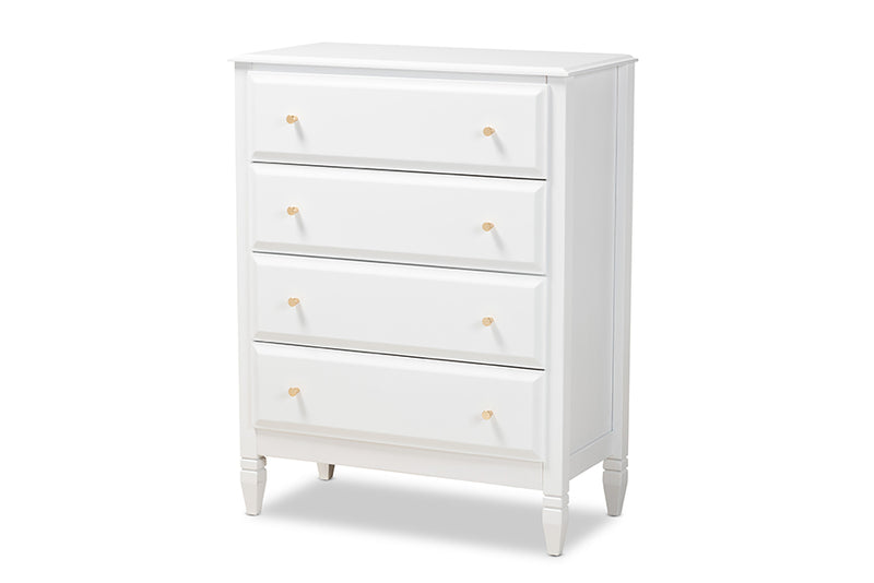 Lea Classic and Transitional White Finished Wood 4-Drawer Bedroom Chest