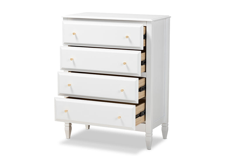 Lea Classic and Transitional White Finished Wood 4-Drawer Bedroom Chest