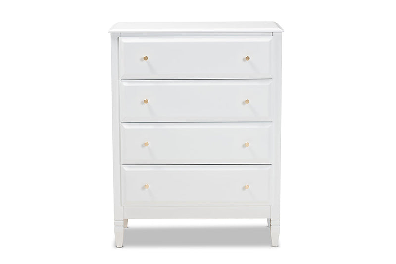 Lea Classic and White 4-Drawer Bedroom Chest Baxton