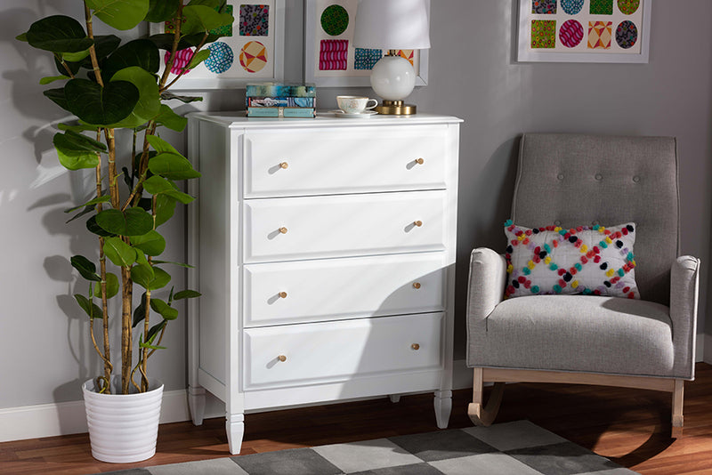 Lea Classic and Transitional White Finished Wood 4-Drawer Bedroom Chest