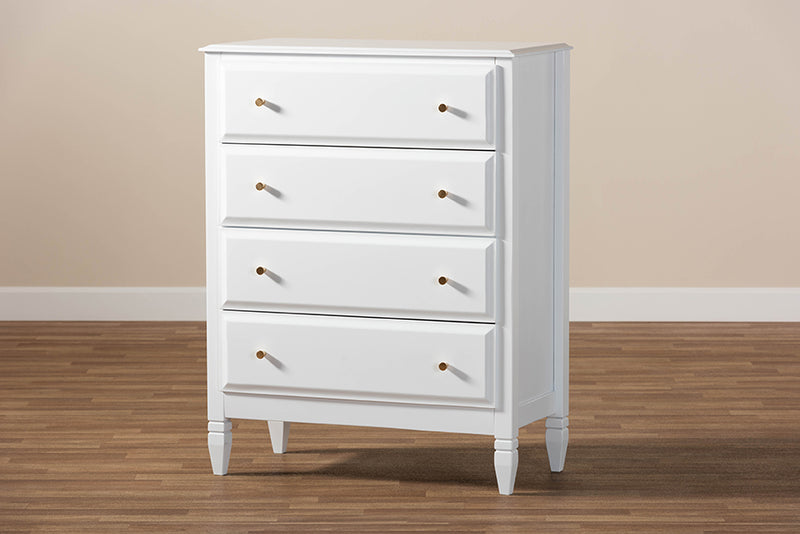 Lea Classic and Transitional White Finished Wood 4-Drawer Bedroom Chest