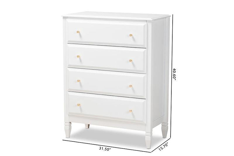 Lea Classic and White 4-Drawer Bedroom Chest Baxton