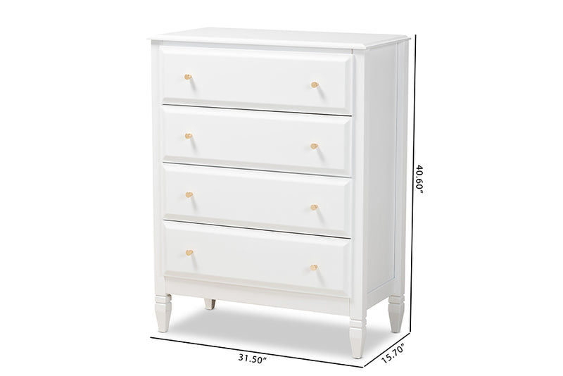 Lea Classic and Transitional White Finished Wood 4-Drawer Bedroom Chest