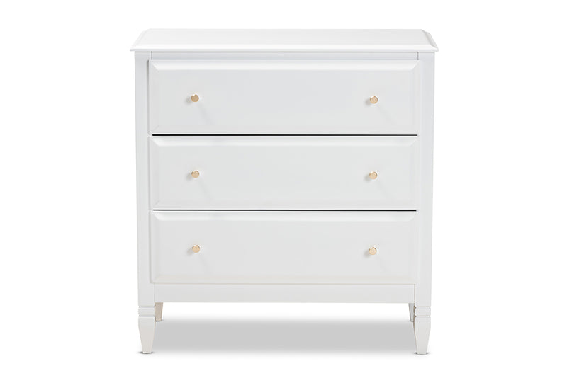 Lea Classic and Transitional White Finished Wood 3-Drawer Bedroom Chest