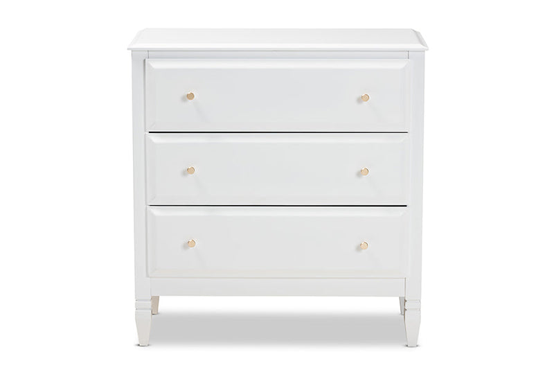 Lea Classic and White 3-Drawer Bedroom Chest Baxton