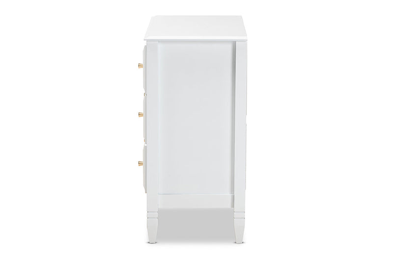 Lea Classic and White 3-Drawer Bedroom Chest Baxton