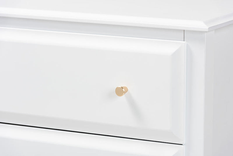 Lea Classic and White 3-Drawer Bedroom Chest Baxton